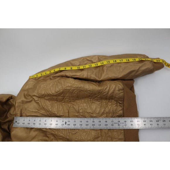 adidas women's size XS leather snap button closure jacket hooded gold trefoil - Picture 5 of 15